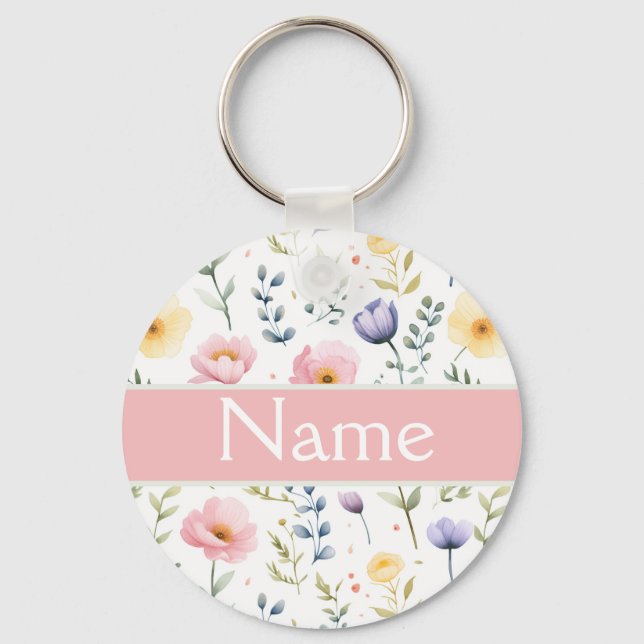 Personalized Floral Name Keychain (Front)