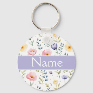 Personalized Floral Name Keychain