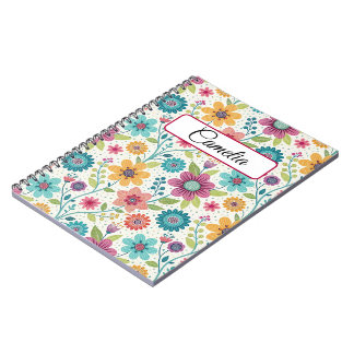 Personalized Floral Name Spiral Notebook