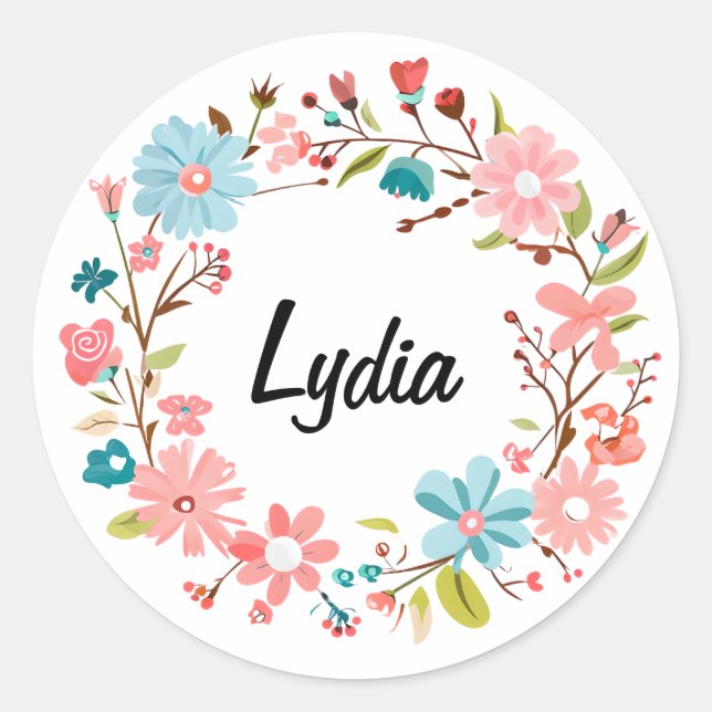 Personalized Floral Name Sticker – Custom Gift​ (Front)