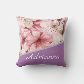 Personalized Floral Name Throw Pillow
