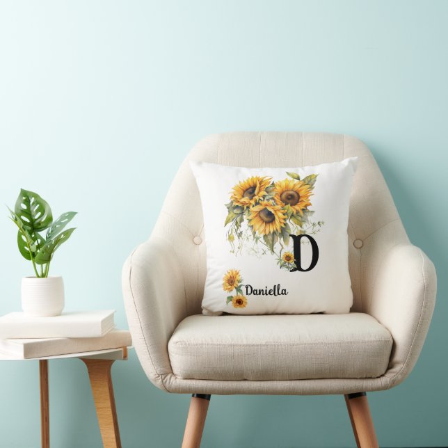 Personalized Floral Name Throw Pillow (Chair)