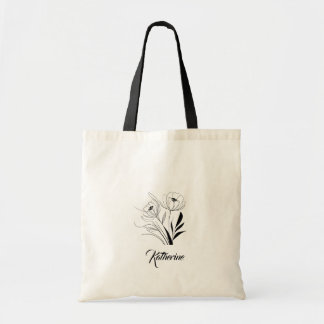 Personalized Floral Name Tote for Mom Bag
