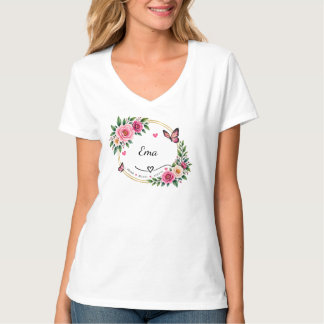 personalized Floral Name Women’s T-Shirt Elegant