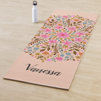 Personalized Floral Nature Mandala Pink Yoga Mat