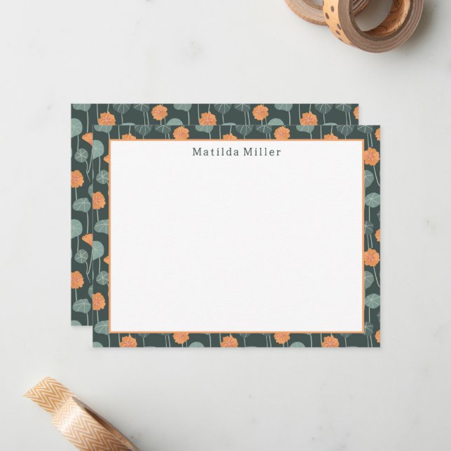 Personalized Floral Note Card (Front/Back In Situ)