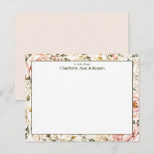 Personalized Floral Note Cards Rose Stationery
