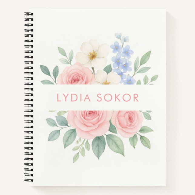 Personalized Floral Notebook with Name (Front)