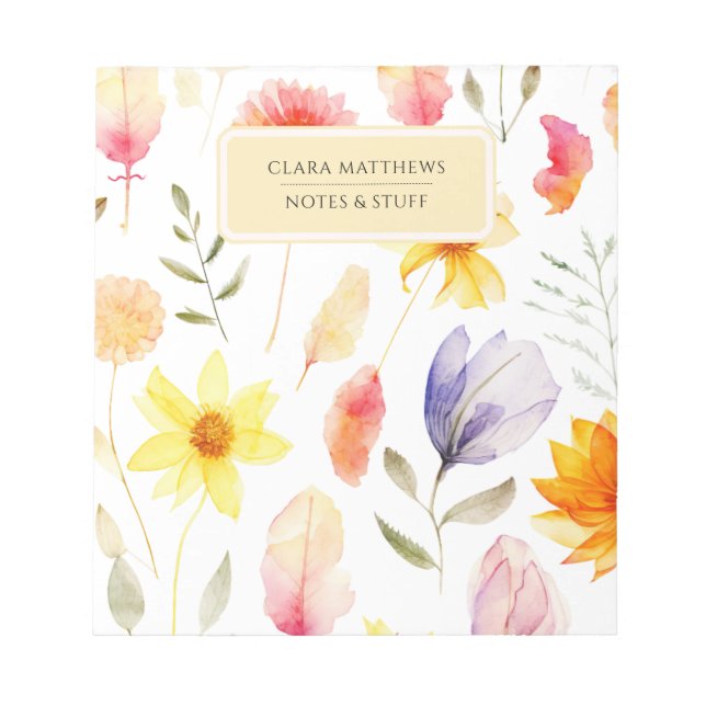 Personalized Floral Notepad | Custom Name (Front)