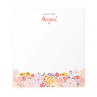 Personalized Floral Notepad with Custom Name