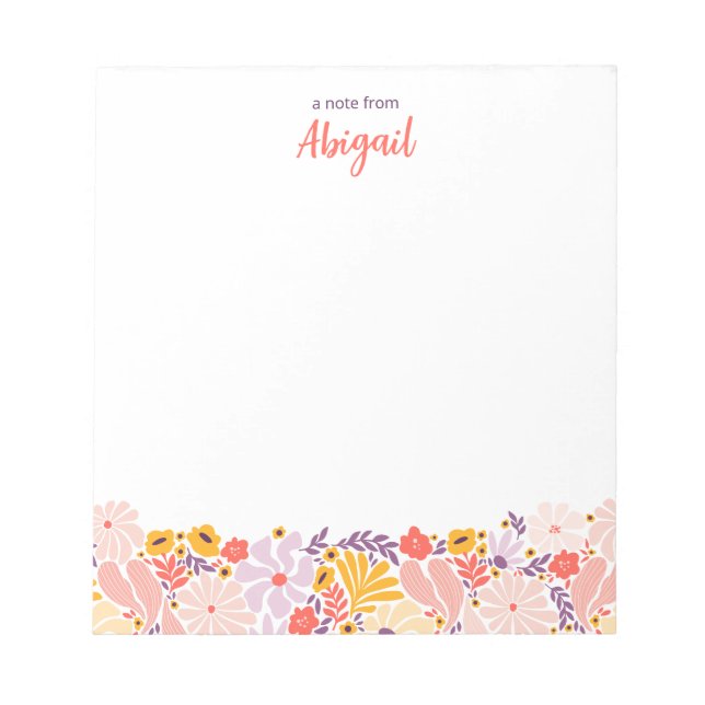 Personalized Floral Notepad with Custom Name (Front)