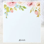 Personalized Floral Notepad YOUR TEXT Gift for Her<br><div class="desc">Pretty Watercolor Flowers Notepad YOUR TEXT or Name</div>