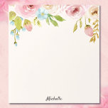 Personalized Floral Notepad YOUR TEXT Gift for Her<br><div class="desc">Pretty Watercolor Flowers Notepad YOUR TEXT or Name</div>