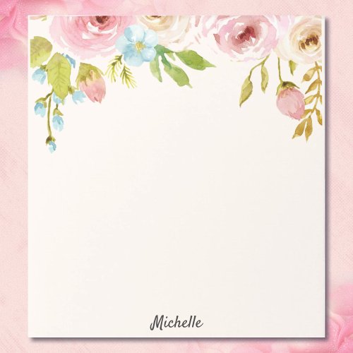 Personalized Floral Notepad YOUR TEXT Gift for Her