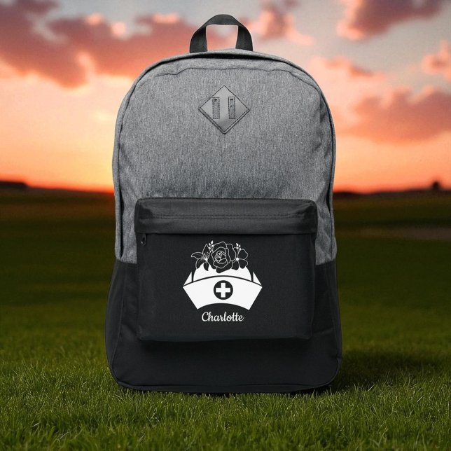 Personalized Floral Nurse Hat - Nurse Port Authority® Backpack (Creator Uploaded)