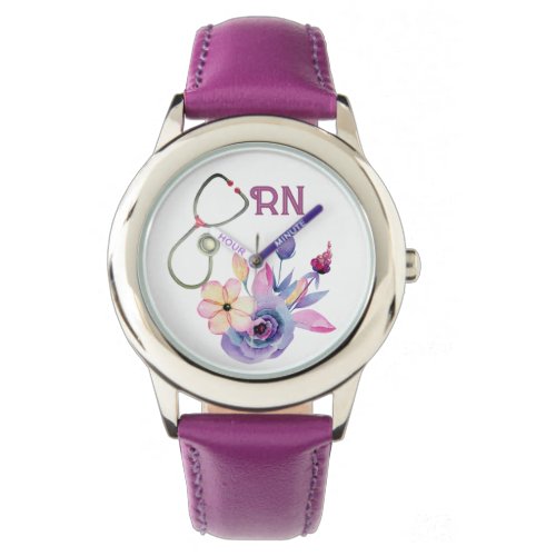 Personalized Floral Nurse Monogram Gift Watch