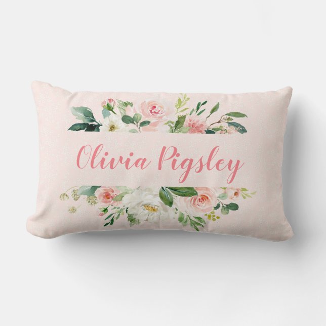 Personalized Floral Nursery Pillow (Front)