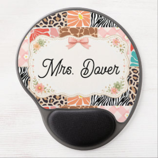 Personalized Floral Patchwork Teacher Mouse Pad