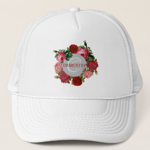 Personalized Floral Pattern Monogram Name Trucker Hat