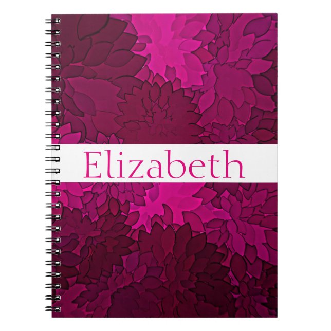 Personalized Floral Pattern Pink Purple White Notebook (Front)