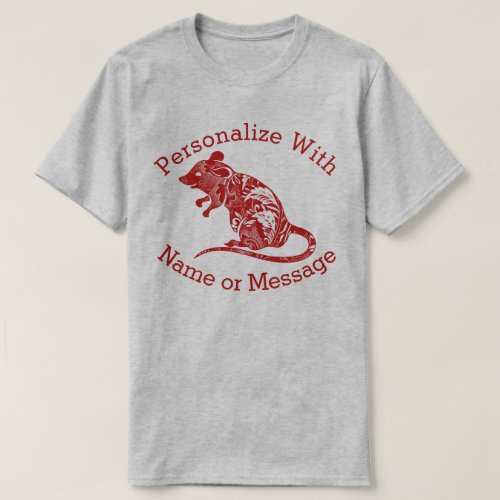 PERSONALIZED Floral Pattern Rat  Mouse T_Shirt