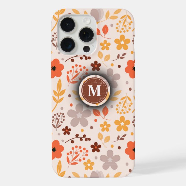 Personalized Floral Pattern with Monogram Name  Iphone Case (Back)