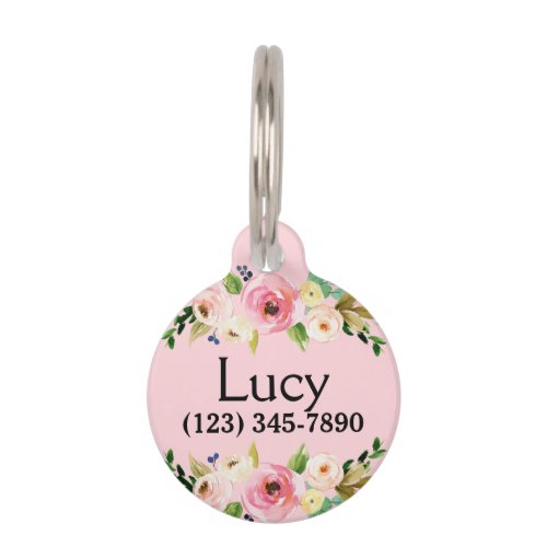 Personalized Floral Pet Cat Dog ID Tag