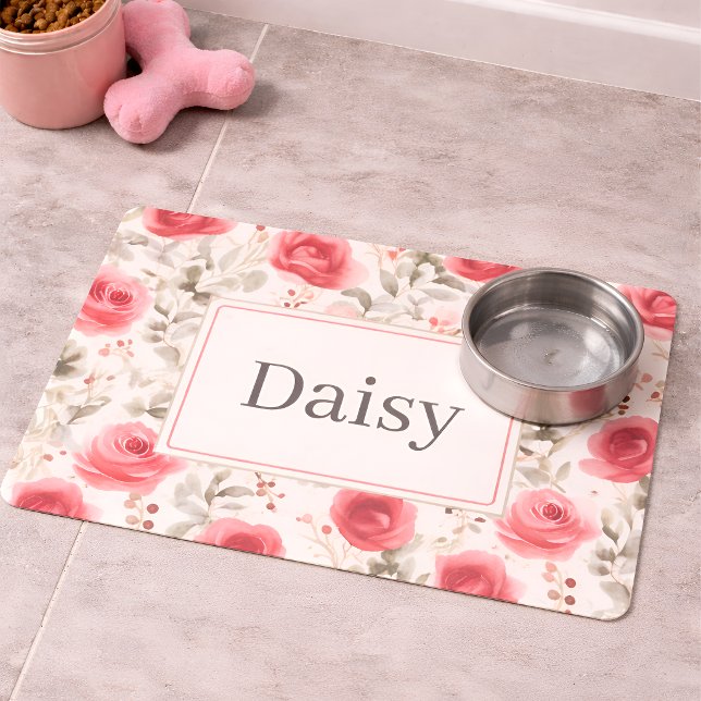Personalized Floral Pet Feeding Mat (Creator Uploaded)