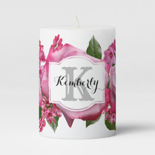 Personalized Floral Pillar Candle