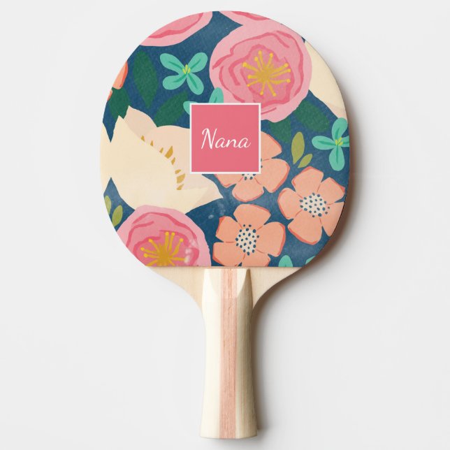 Personalized Floral Ping Pong Paddle (Front)