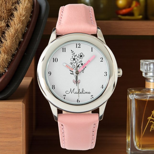 Personalized Floral Pink Bow For Girls Watch (Creator Uploaded)