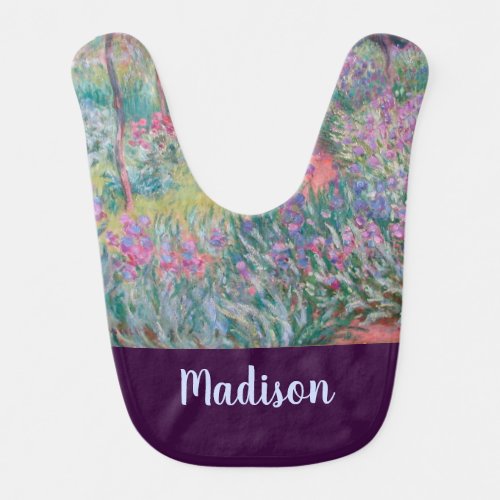 Personalized Floral Pink Green Purple Girl Baby Bib