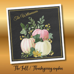 PERSONALIZED, FLORAL & PINK PUMPKINS FOR FALL NAPKINS