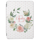 Personalized Floral Pink Rose Girl Monogram Name iPad Air Cover Personalized Floral Pink Rose Girl Monogram Name iPad Air Cover