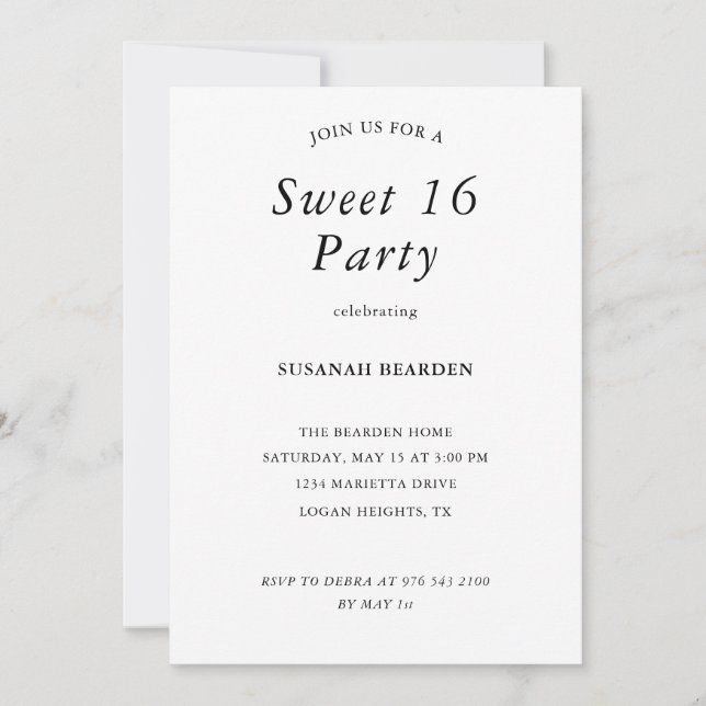 Personalized Floral Pink Sweet 16 Party Invitation (Front)