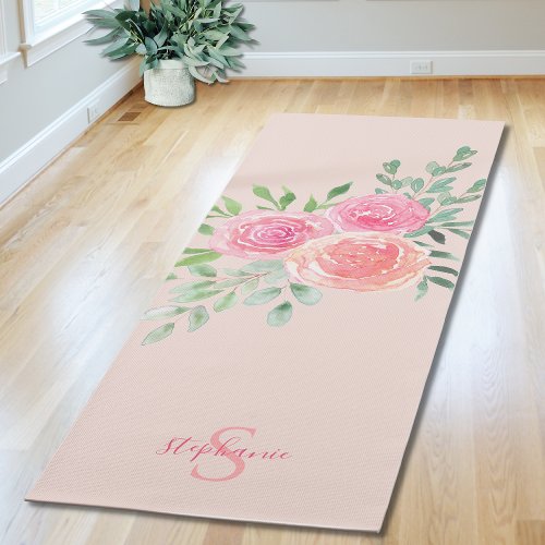 Personalized Floral Pink Yoga Mat