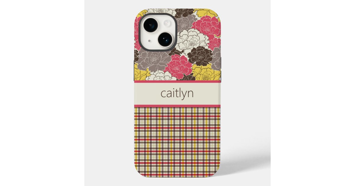 Luxury Glitter Vintage Pattern Flower Plaid Cover For Samsung