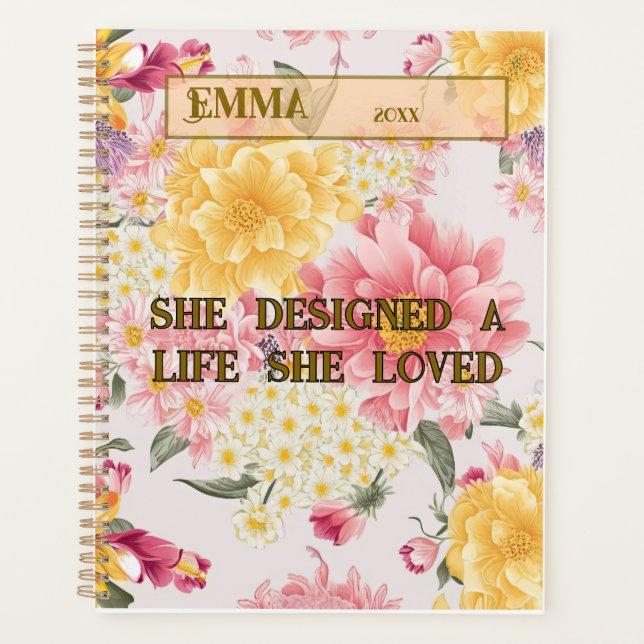 Personalized Floral Planner - Custom Name & Inspir (Front)