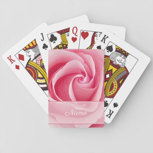 Personalized Floral Playing Cards  Pink Roses