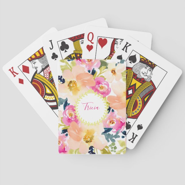 Personalized Floral  Poker Cards (Back)