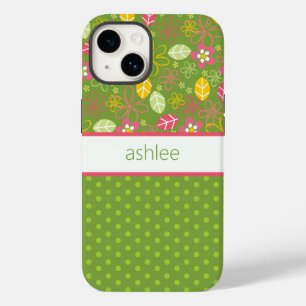 Personalized Floral & Polka Dots Phone Case