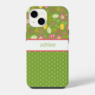 Personalized Floral & Polka Dots Phone Case