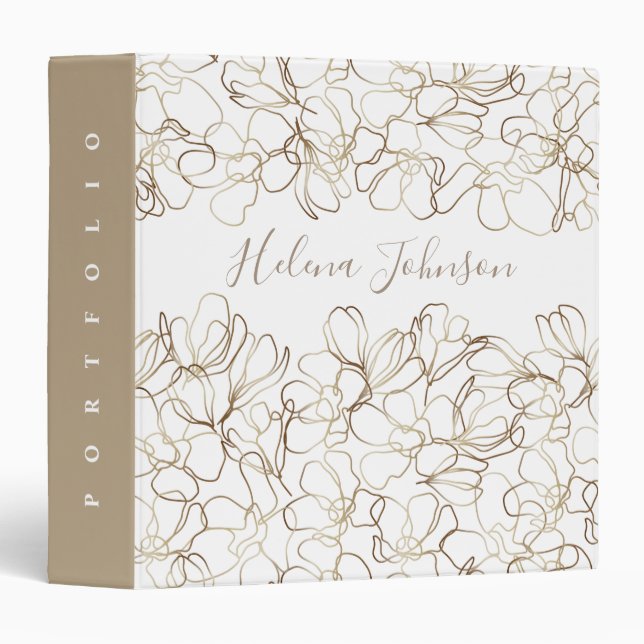 Personalized Floral Portfolio 3 ring binder (Front/Spine)
