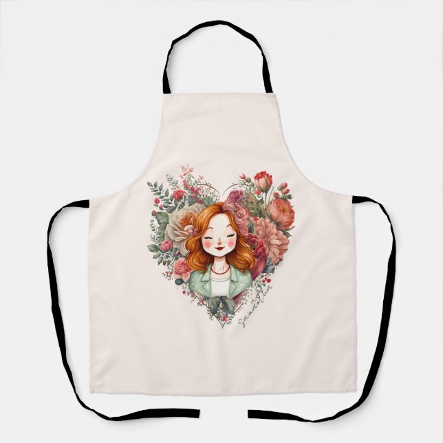 Personalized Floral Pretty Lady Apron (Front)
