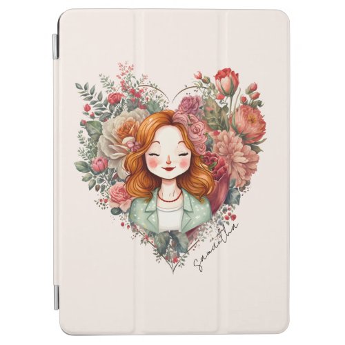 Personalized Floral Pretty Lady iPad Air Cover