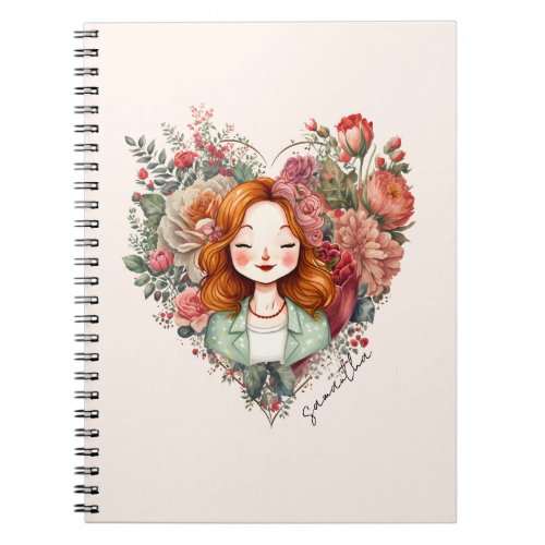 Personalized Floral Pretty Lady Notebook