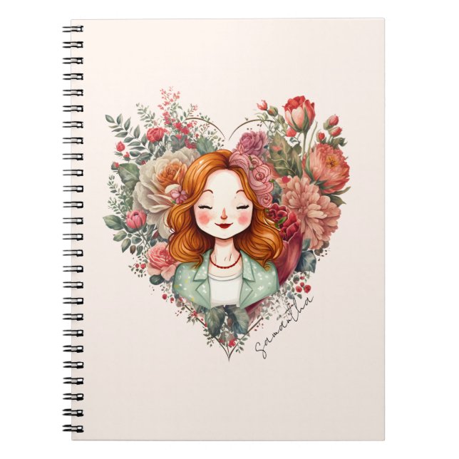 Personalized Floral Pretty Lady Notebook (Front)