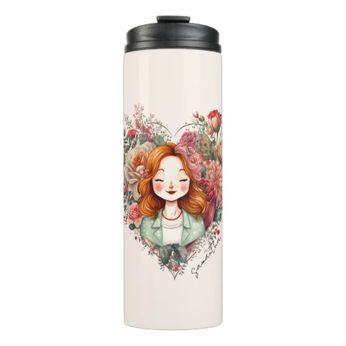 Personalized Floral Pretty Lady Thermal Tumbler