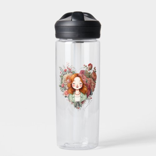 Personalized Floral Pretty Lady Water Bottle
