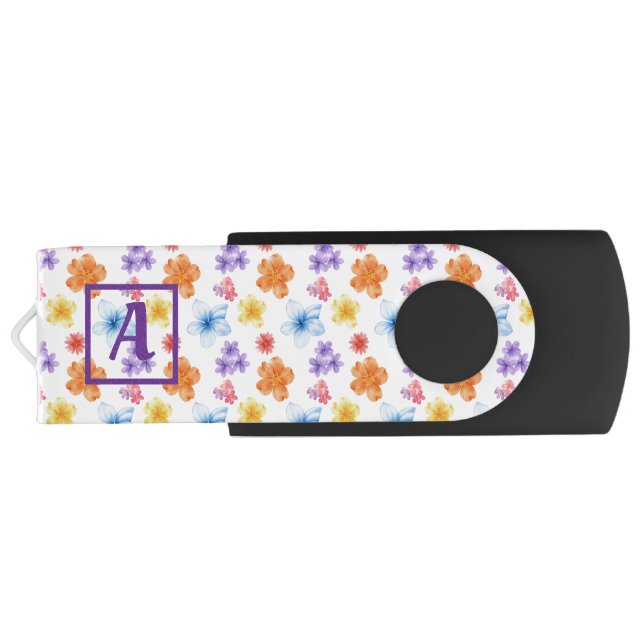 Personalized Floral Print USB Drive (Back)